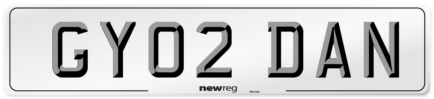 GY02 DAN Number Plate from New Reg